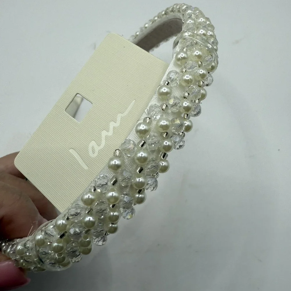 NWT     i Am Beaded Headband Pearl